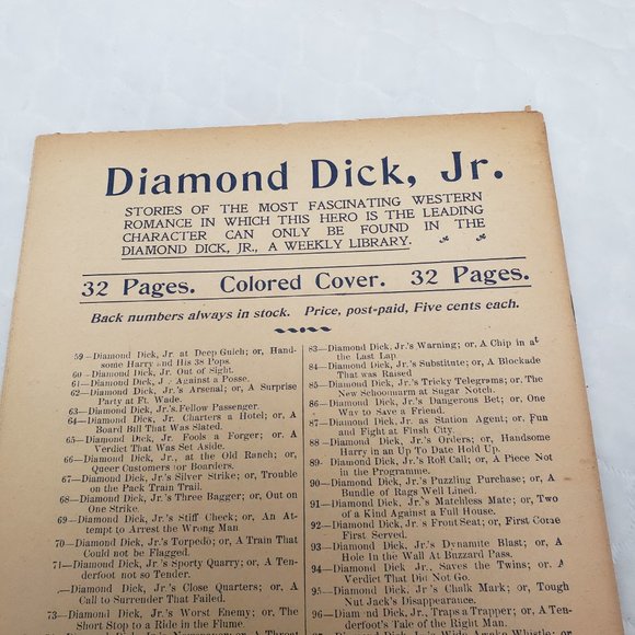 Oct 1898 Diamond Dick Jr #104 Dashing Dick Diamond Western Magazine - Picture 8 of 9